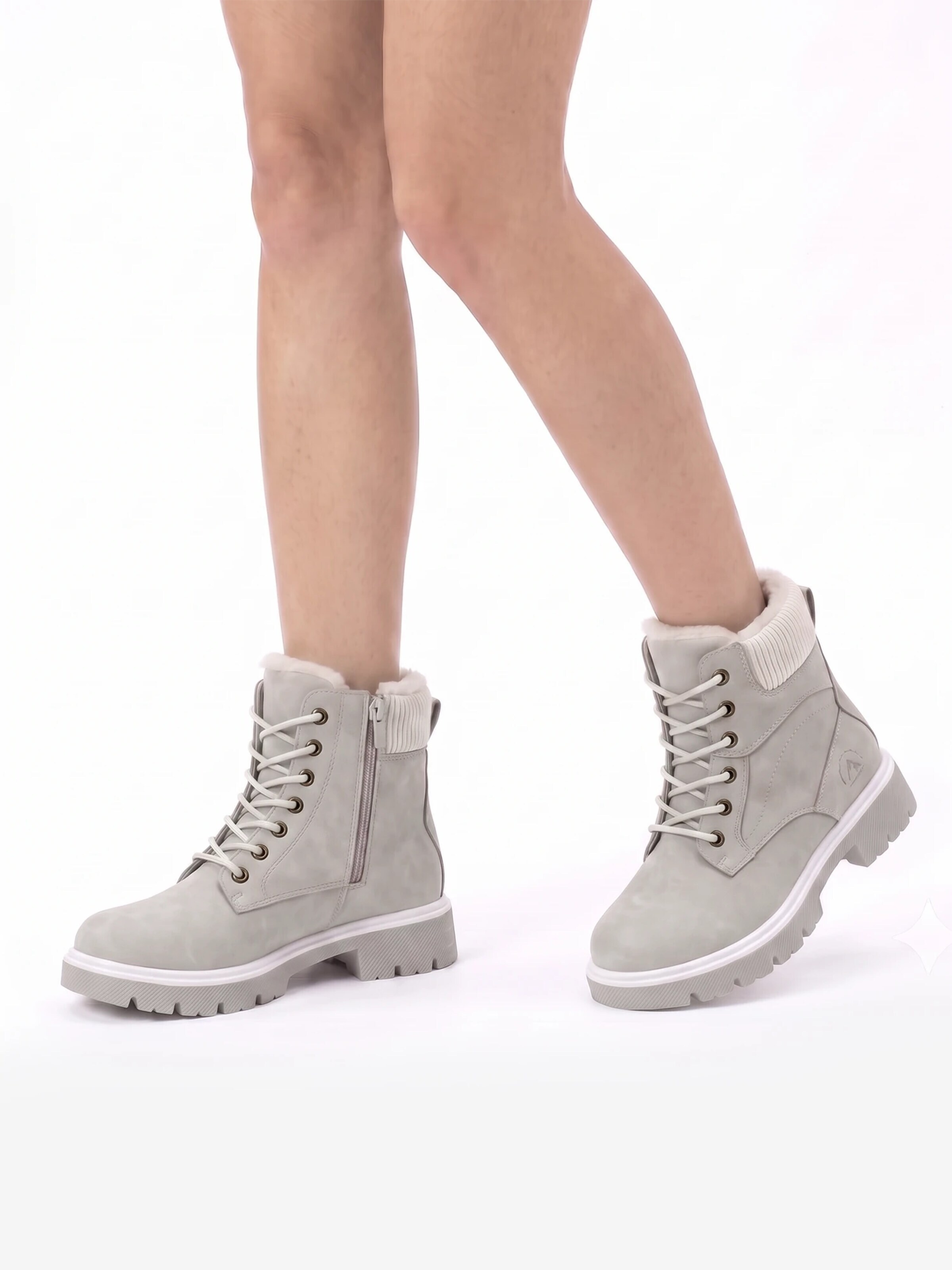 TorWeit Enkellaarsje 'Collar Lace Up Casual Ankle Boots' in Grijs