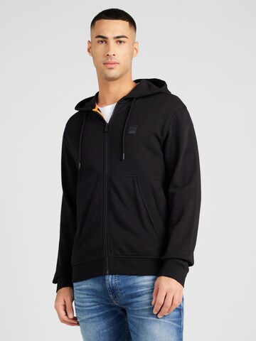 BOSS Sweat jacket 'Zetalky' in Black: front