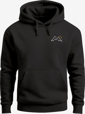 Neverless Sweatshirt 'Mountain Lineart' in Schwarz: Vorderseite