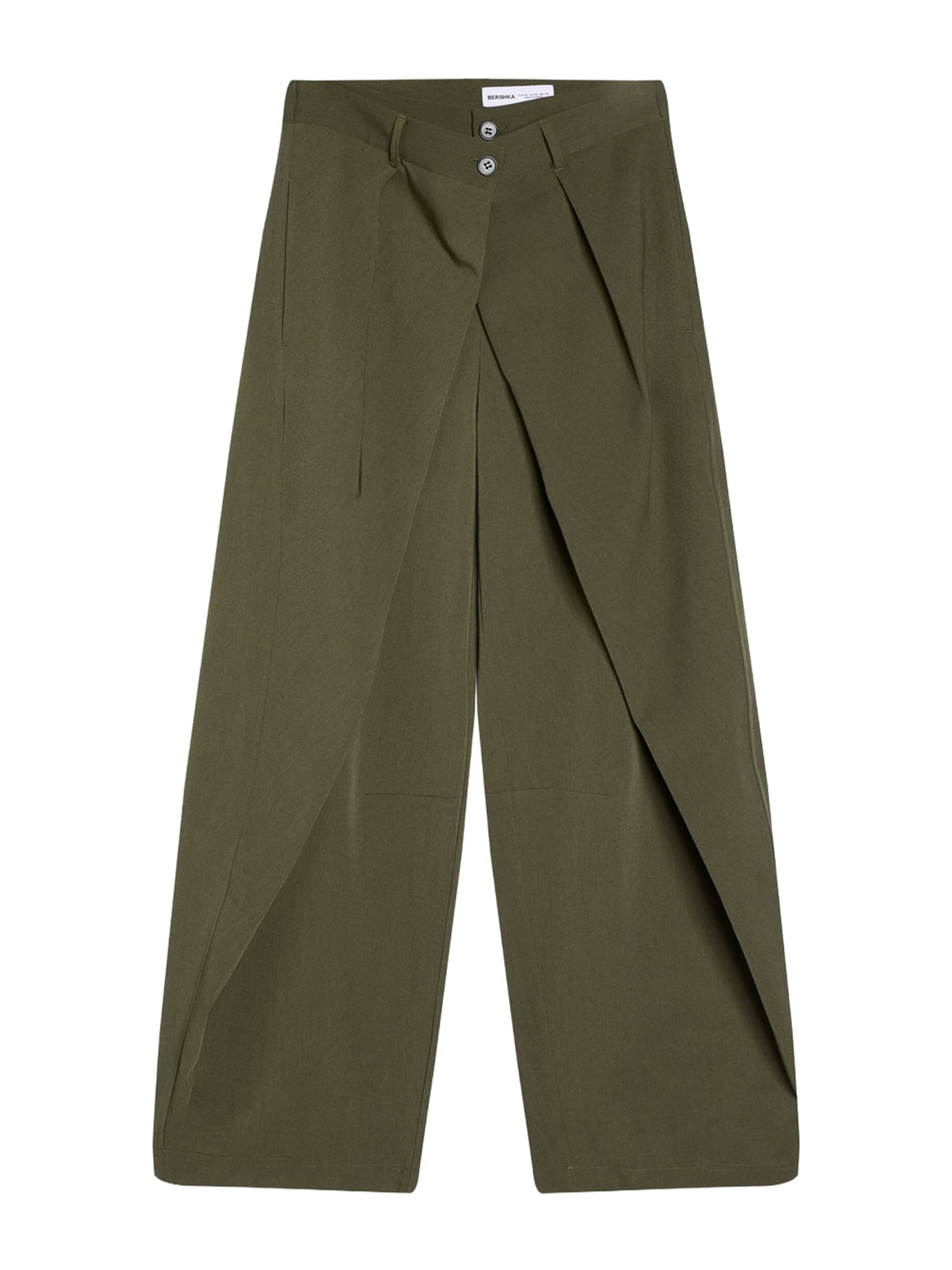 Pantaloni con pieghe di Bershka in verde: frontale