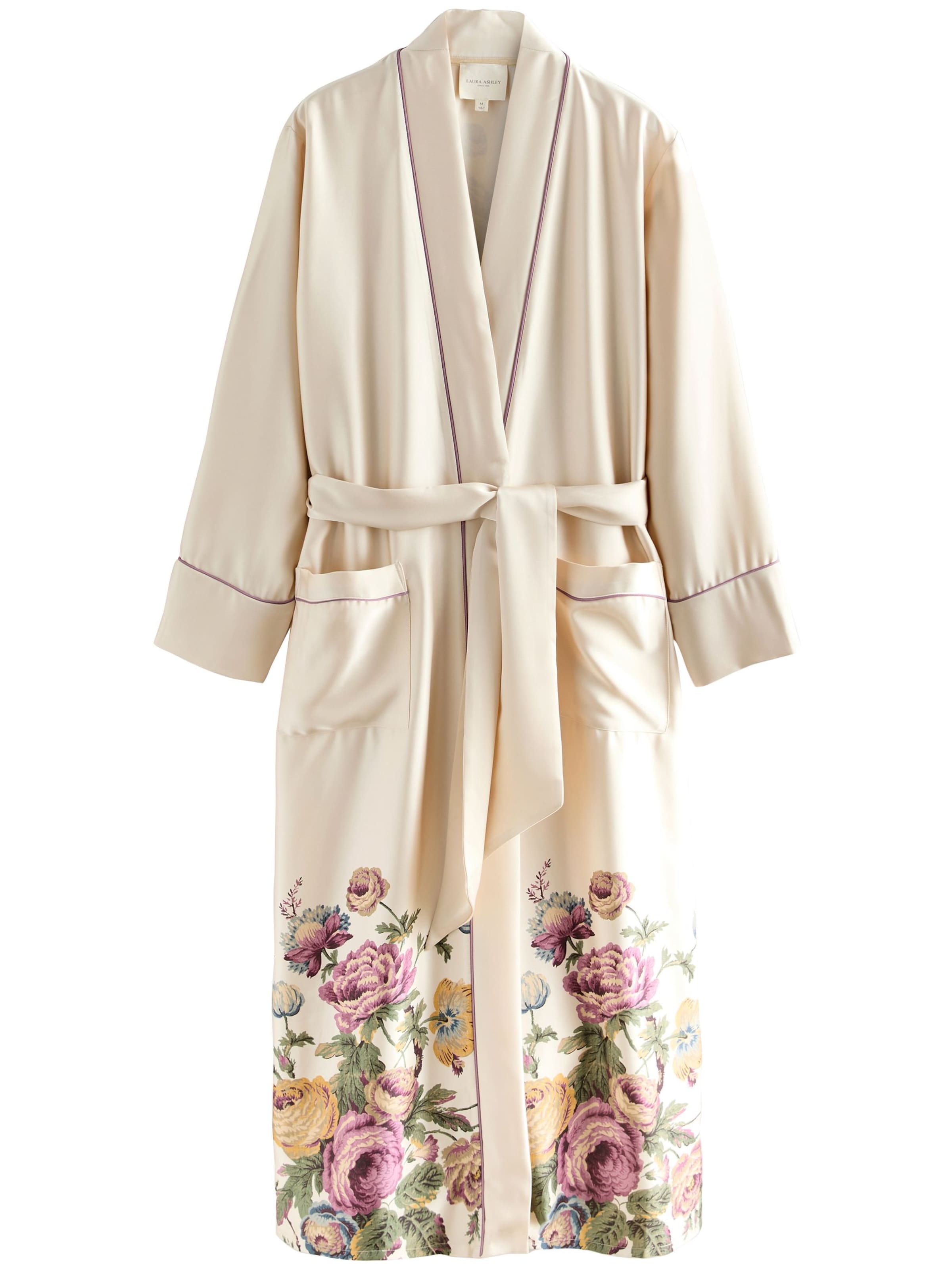 LAURA ASHLEY Pitkä kylpytakki 'Uffington Roses' värissä beige: etupuoli