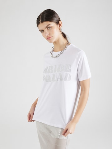 PIECES - Camisa 'SQUAD' em branco: frente