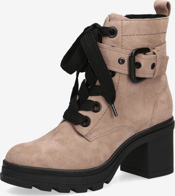 CAPRICE Lace-Up Ankle Boots in Beige: front