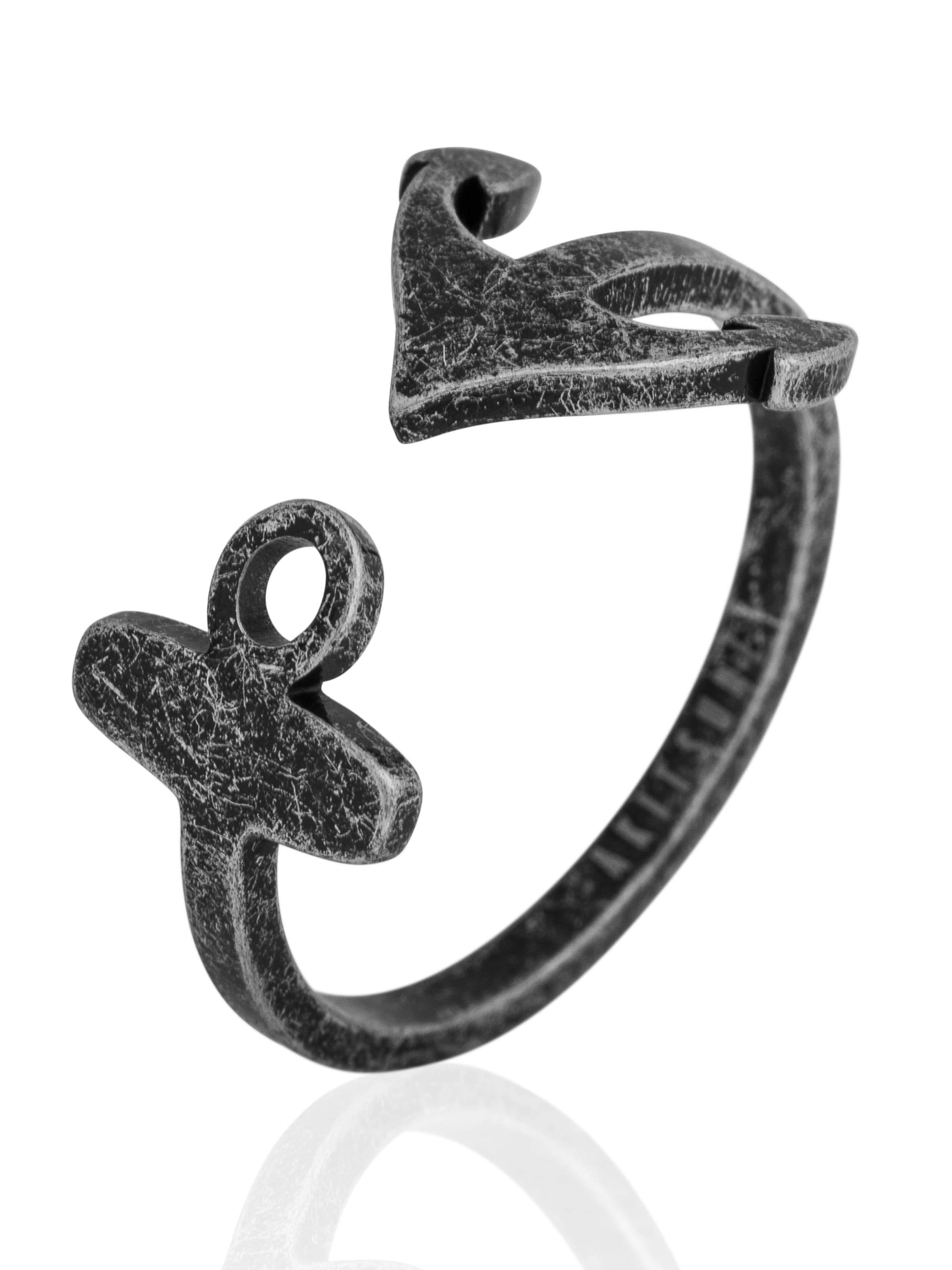 Akitsune Ring 'Anchor' in Silver: front