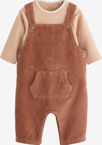 Next Set: Latzhose und Body in Braun: Vorderseite