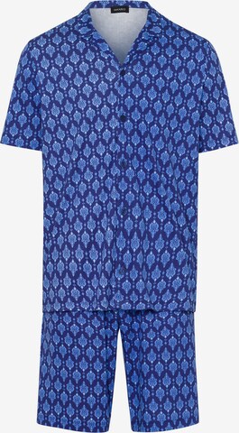 Hanro Short Pajamas 'Night & Day' in Blue: front