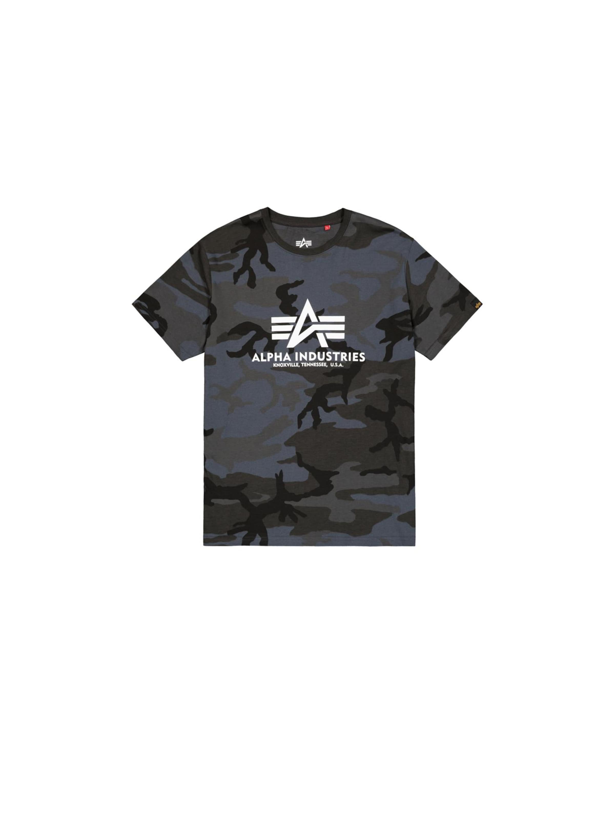 ALPHA INDUSTRIES Shirt 'Basic Logo Camo' in Schwarz: Vorderseite