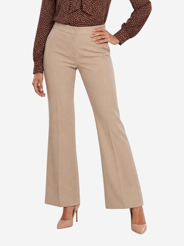I AM Regular Trousers with creases 'Pantaloni Svasati PE26100' in Beige