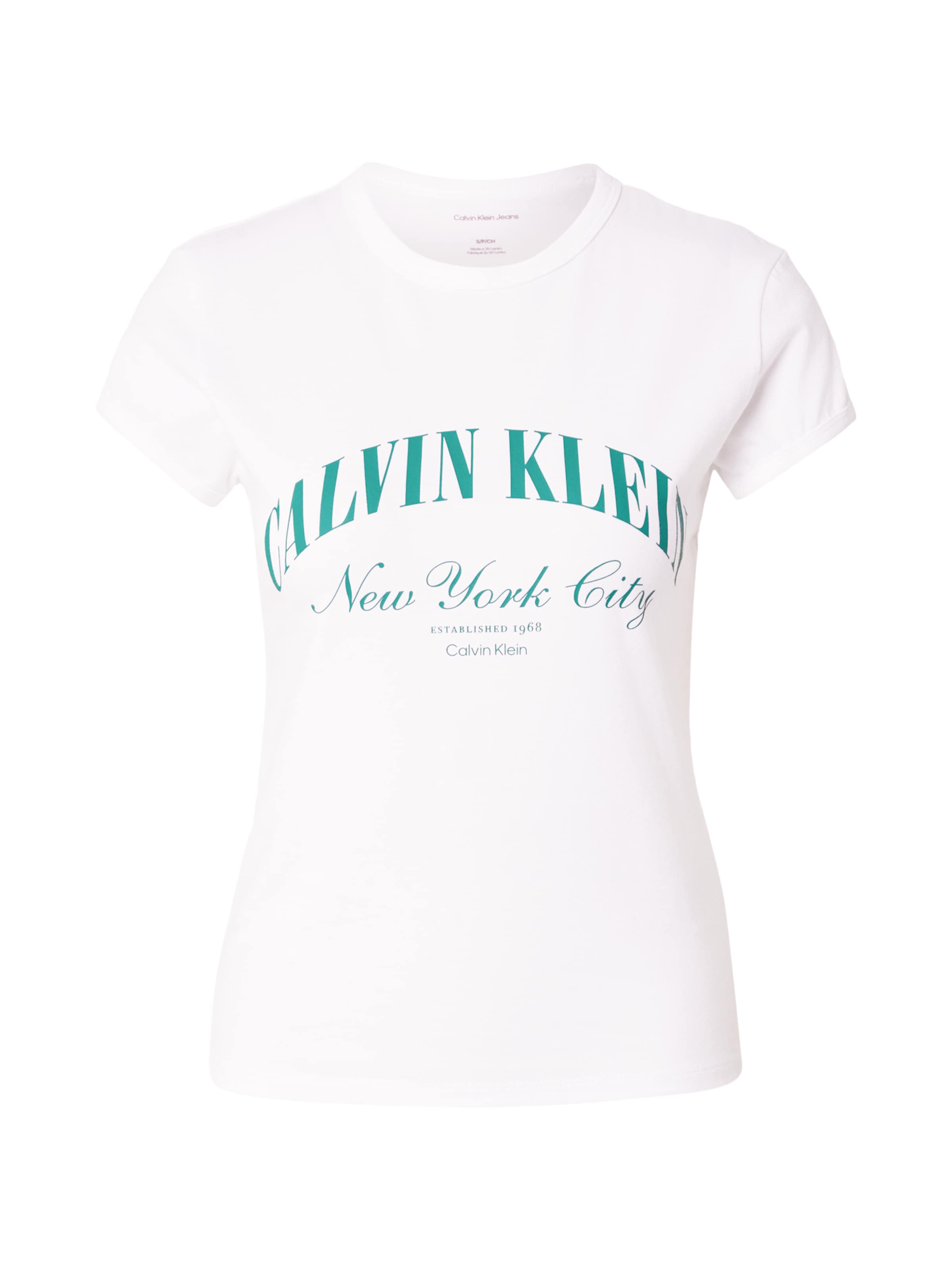 Tricou Calvin Klein Jeans pe verde smarald / alb, Vizualizare produs