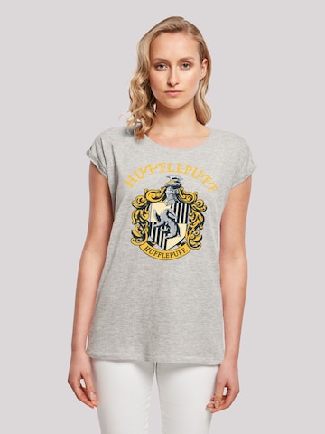 F4NT4STIC Shirt 'Harry Potter Hufflepuff Crest' in Grijs: voorkant