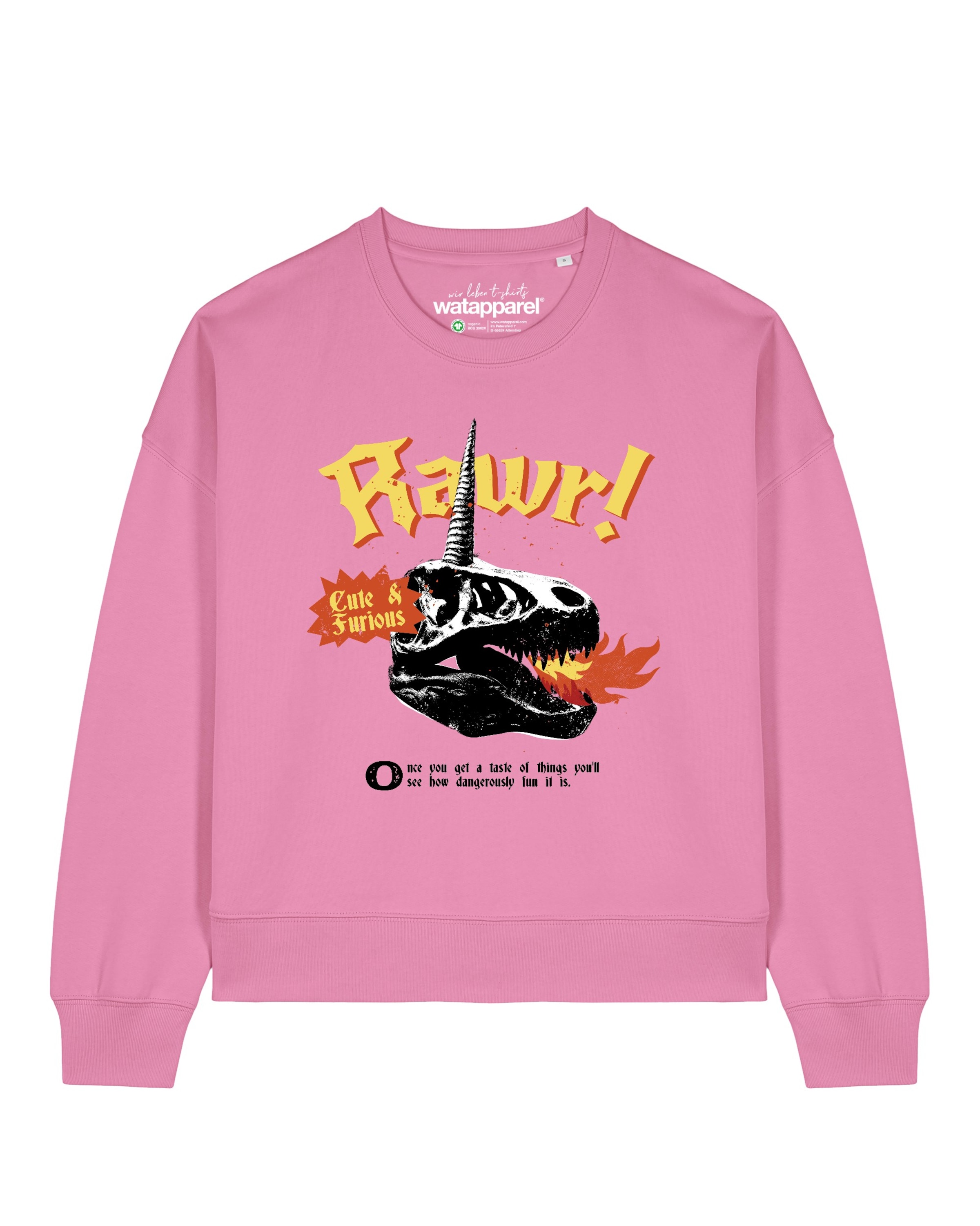 Sweat-shirt 'Rawr ' Watapparel en rose : devant