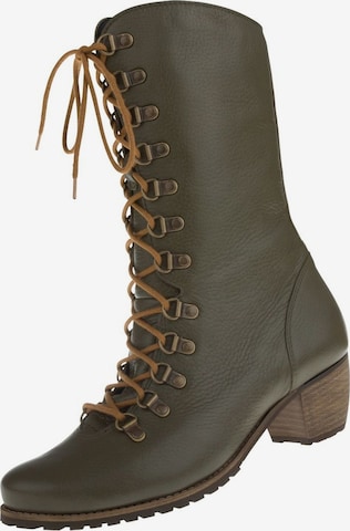 Natural Feet Lace-Up Boots 'Livigno' in Green: front