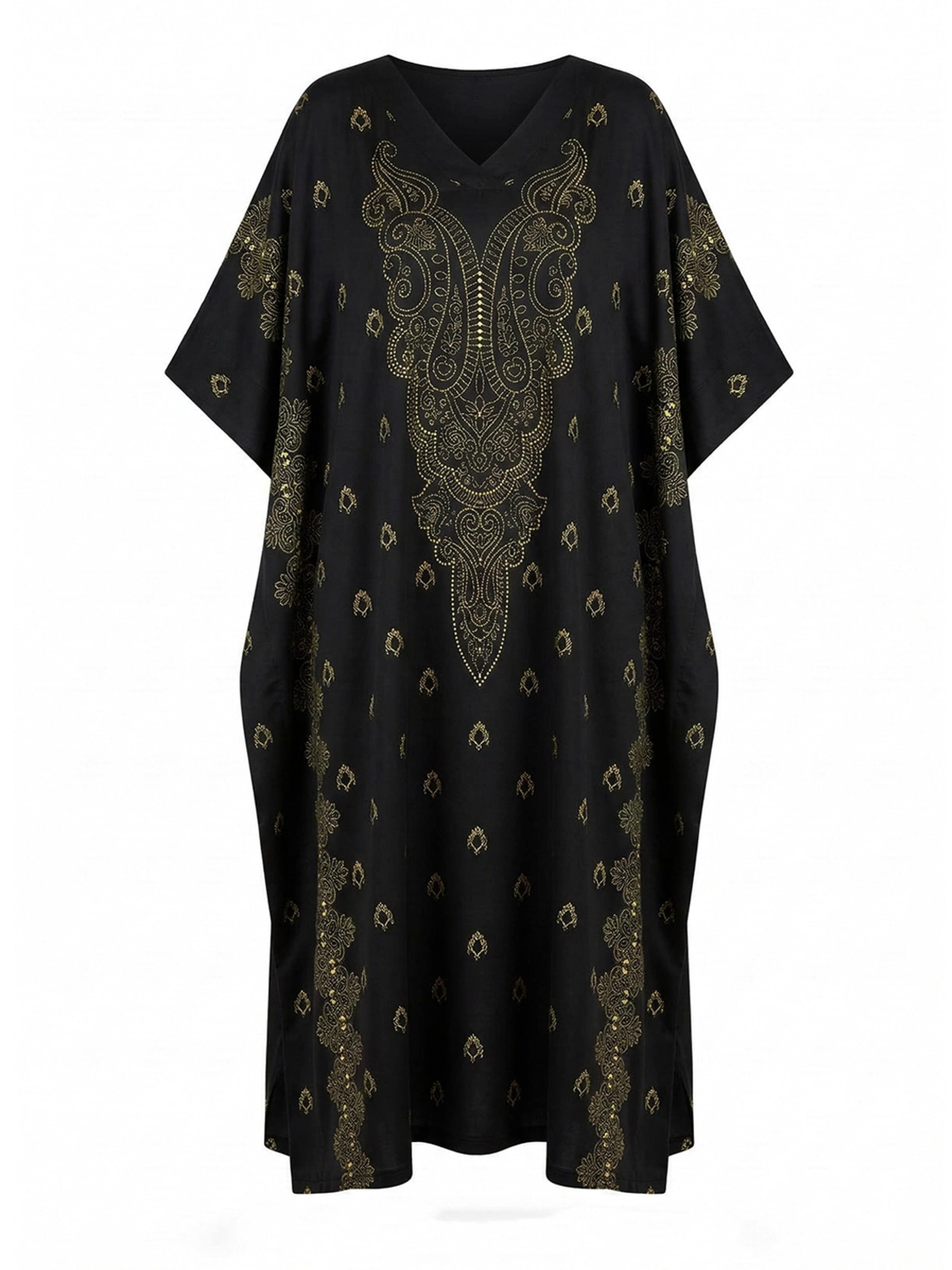 Vivi Idee Dressing Gown 'Kaftan' in Black: front