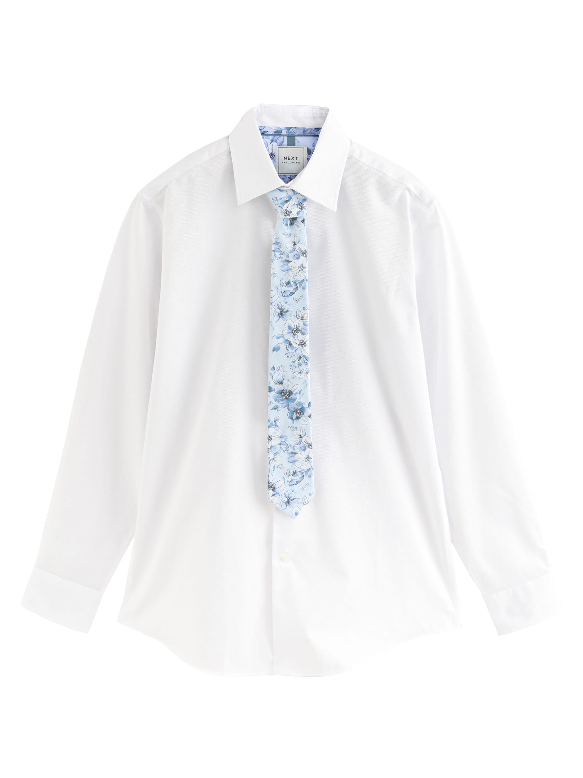 Next Slim Fit Set: Hemd und Krawatte in Weiß: Vorderseite