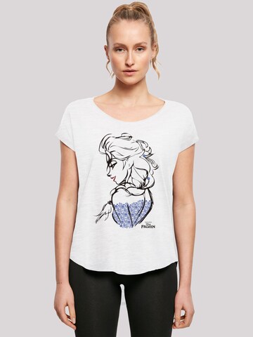 T-shirt 'Disney Frozen Elsa Sketch Mono' F4NT4STIC en blanc : devant