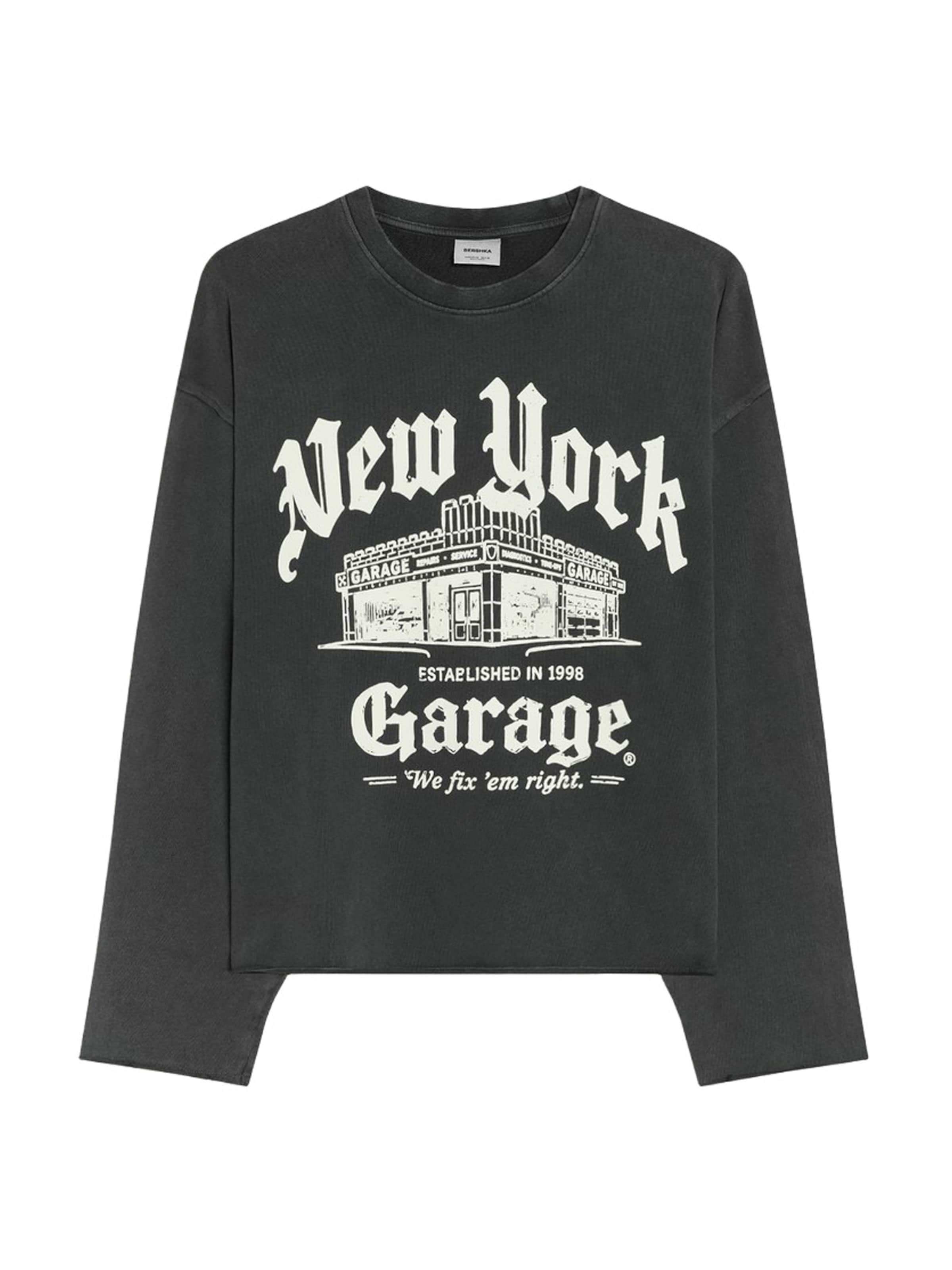Sweat-shirt Bershka en noir : devant