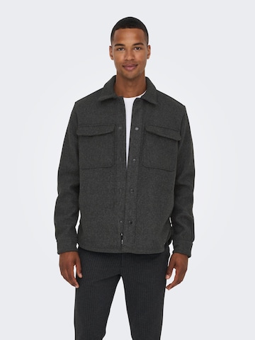 Only & Sons Between-season jacket 'Ash' in Black: front