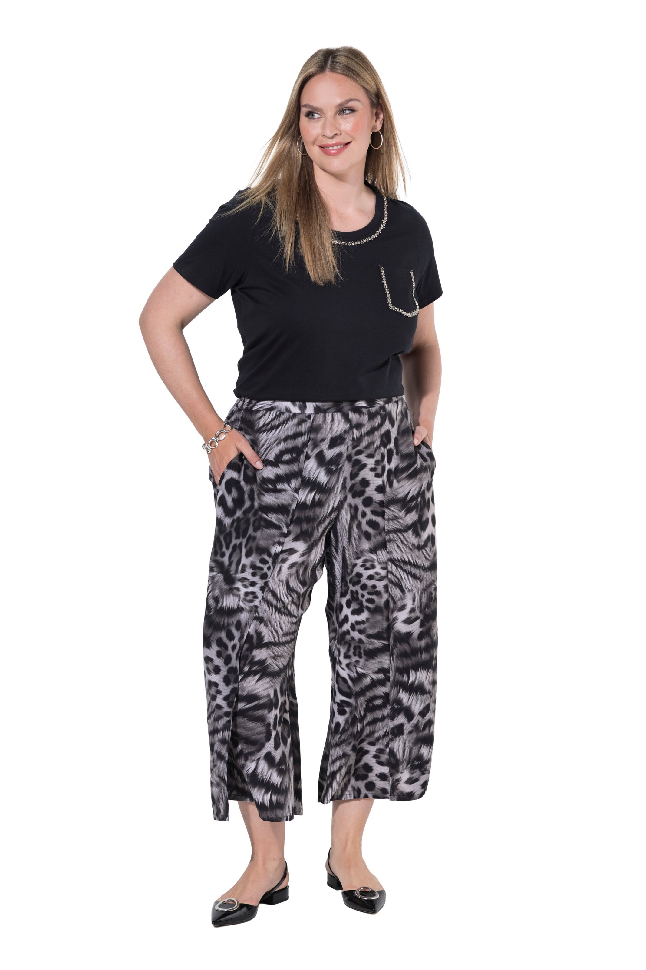 MIAMODA Wide Leg Hose in Schwarz: Vorderseite
