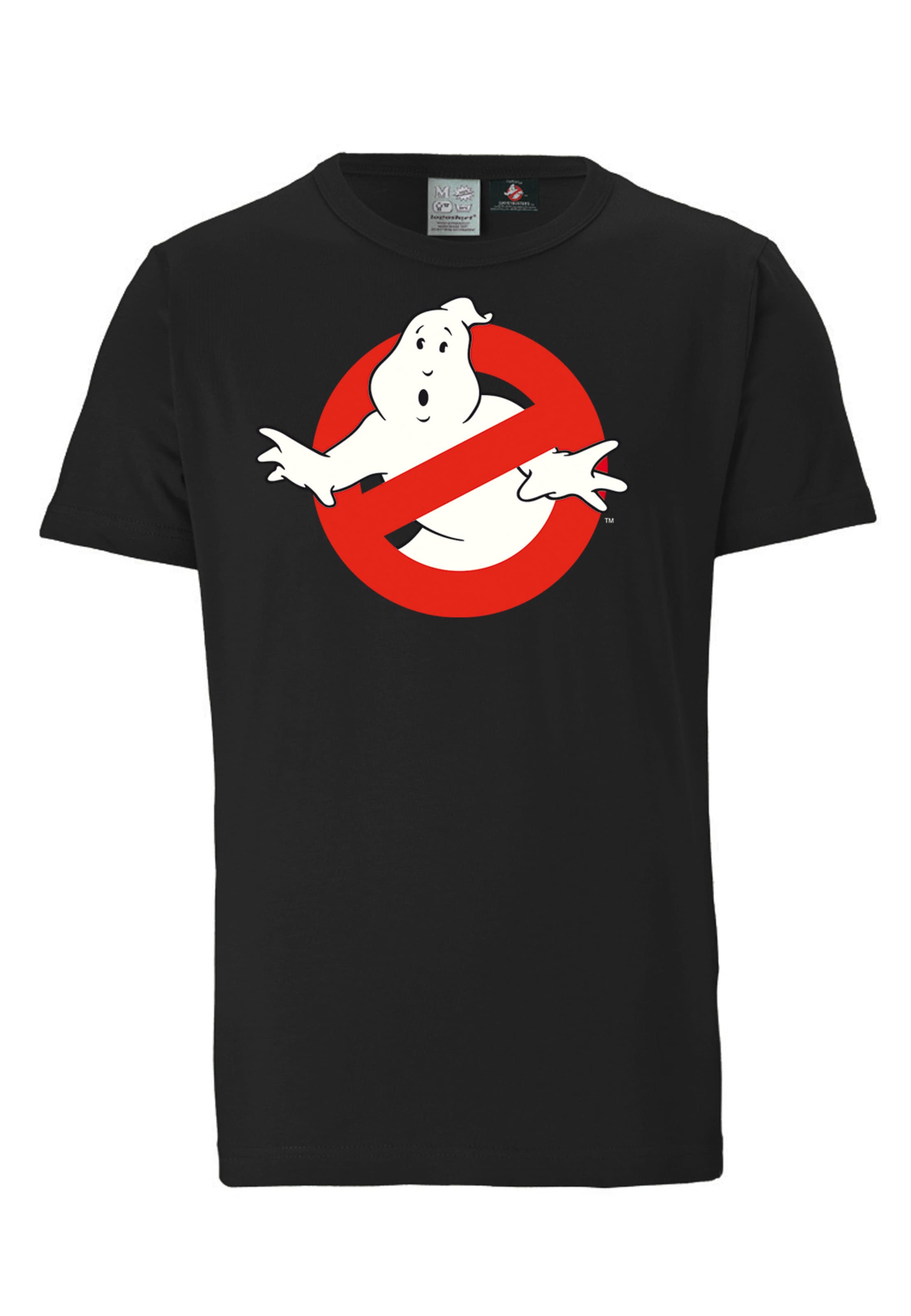 LOGOSHIRT T-Shirt 'Ghostbusters Logo' in Schwarz: Vorderseite