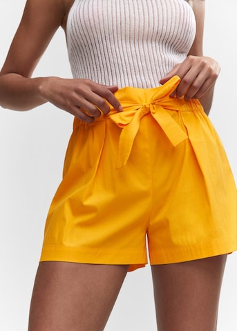 MANGO Regular Pleat-Front Pants 'Paper' in Yellow