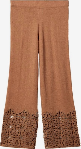 MANGO Wide leg Broek 'Medusa' in Bruin: voorkant