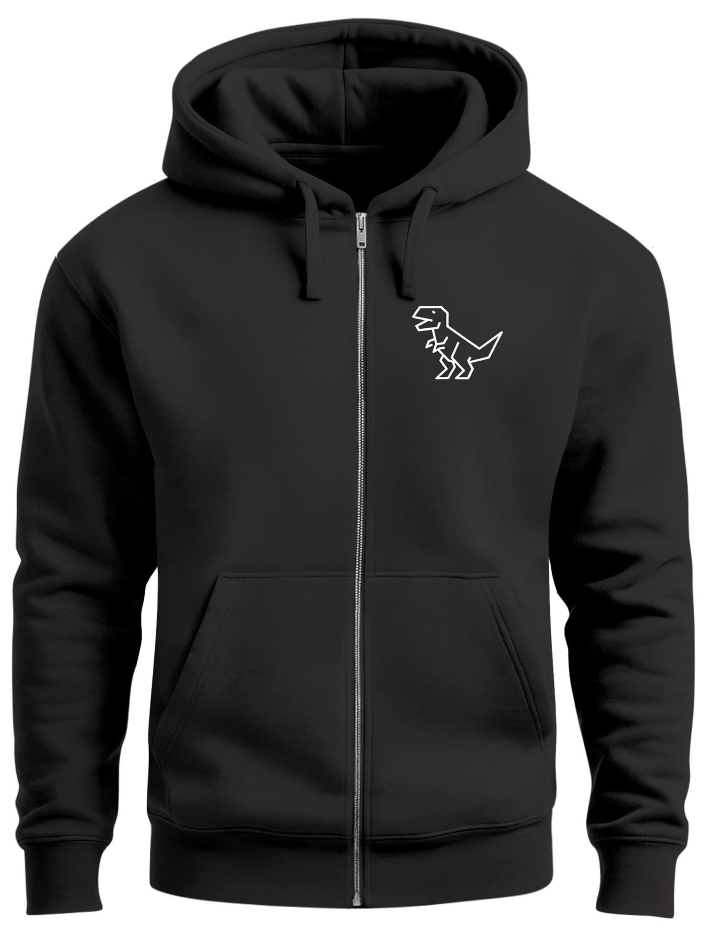 Neverless Zip-Up Hoodie 'Polygon T-Rex' in Black: front
