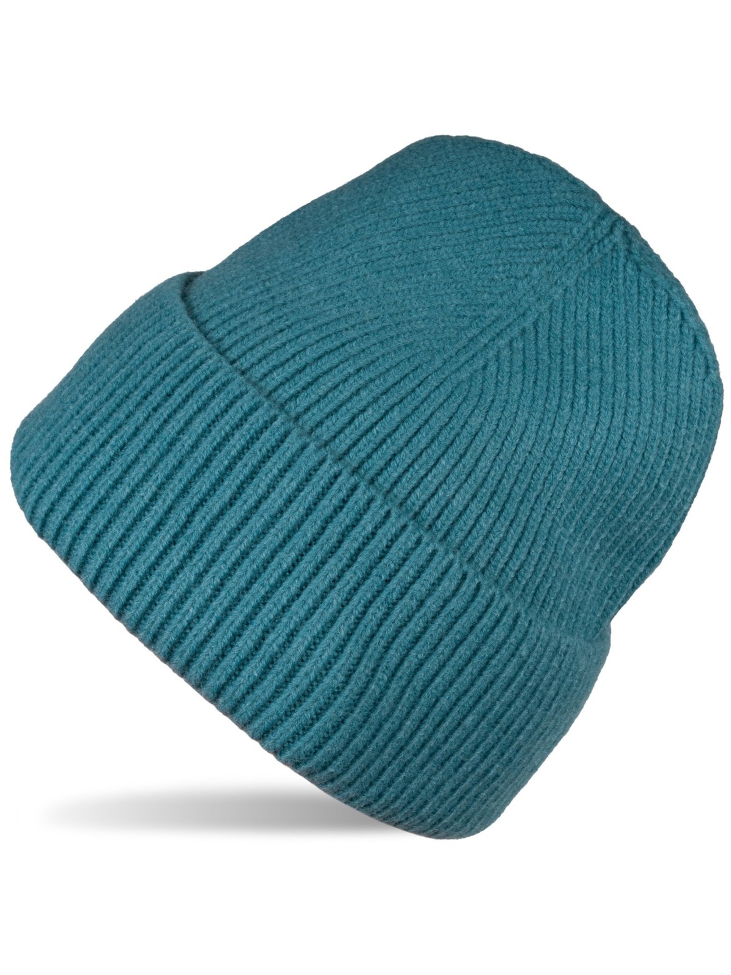 styleBREAKER Mütze 'Strickmütze mit Rippenmuster'‌‌‌‌‌ in Blau: Vorderseite