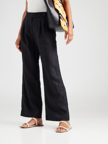 Abercrombie & Fitch Zvonové kalhoty Kalhoty se sklady v pase – černá: přední strana