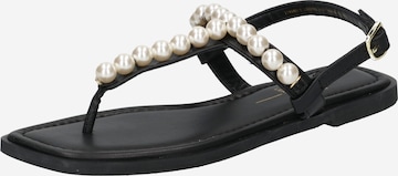 River Island T-Bar Sandals 'THONG' in Black: front