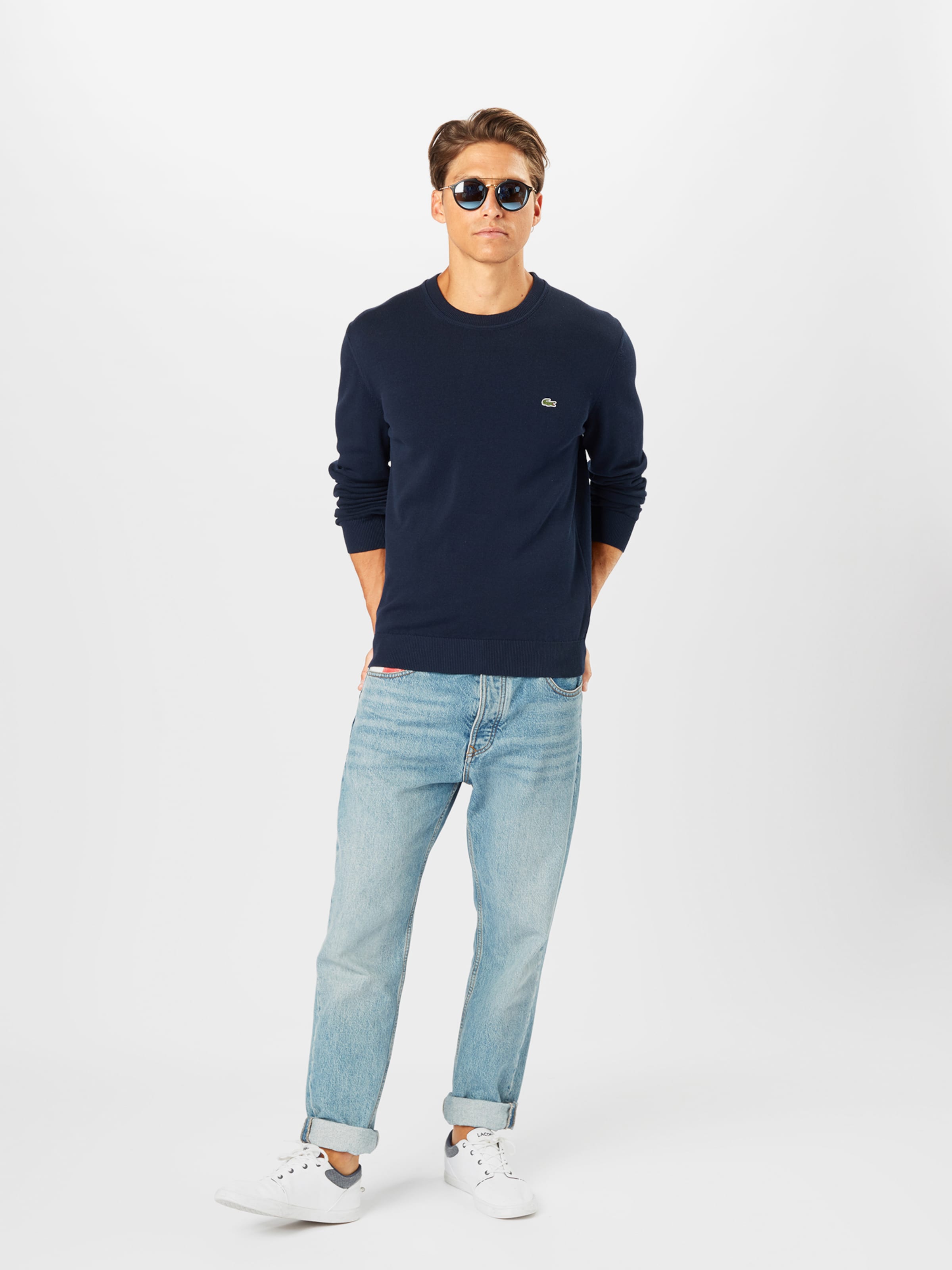 Lacoste navy crew deals neck sweater