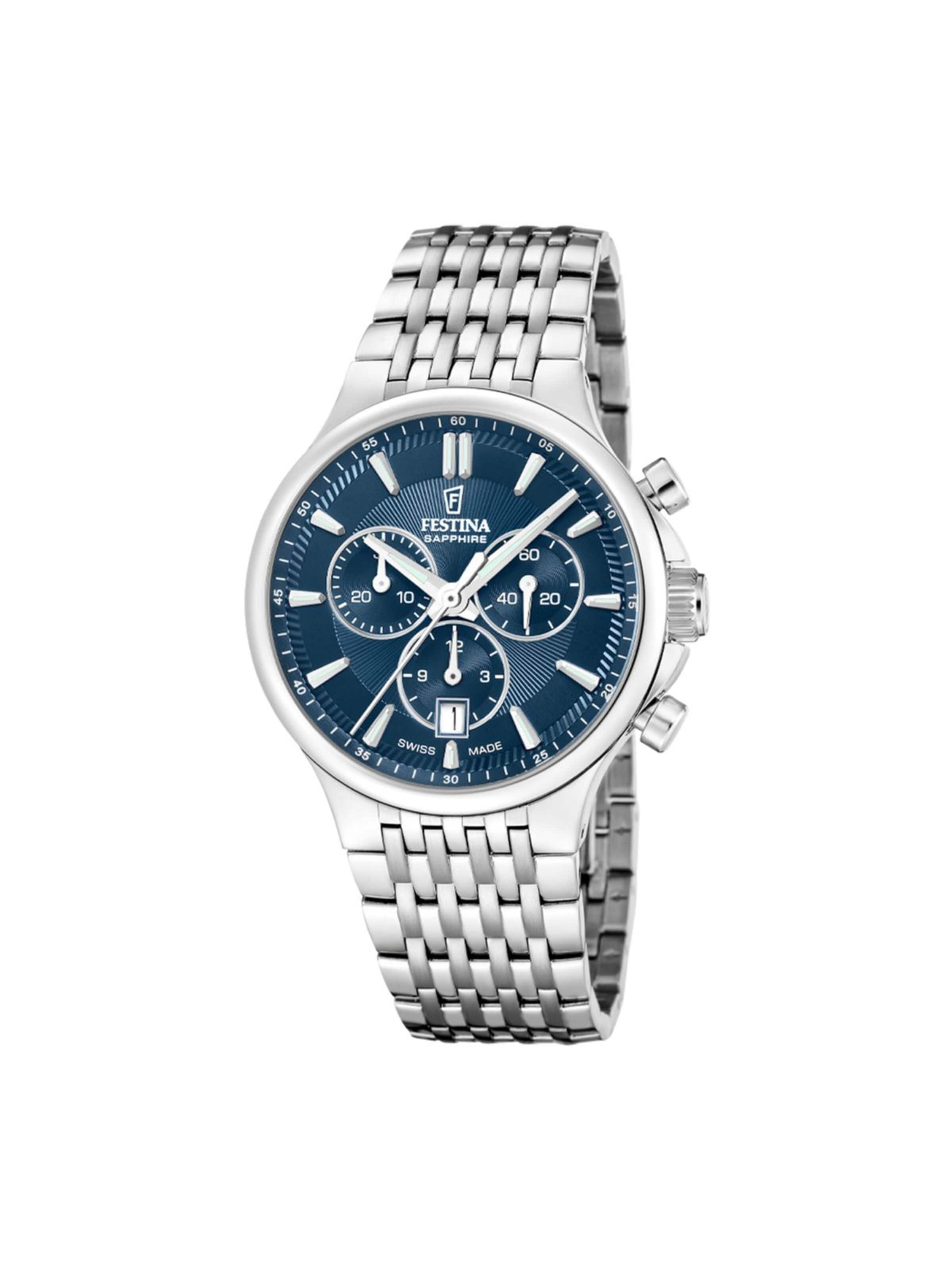 Montre à affichage analogique 'Chronograph Chrono Swiss Made' FESTINA en bleu : devant
