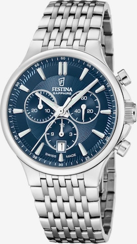 Montre à affichage analogique 'Chronograph Chrono Swiss Made' FESTINA en bleu : devant