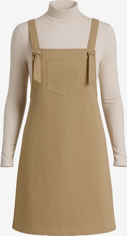 LYN MAMA Dungaree skirt in Beige: front