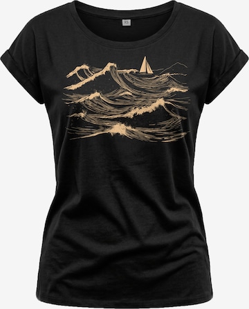 MAKAYA Shirt 'Segelboot' in Schwarz: Vorderseite