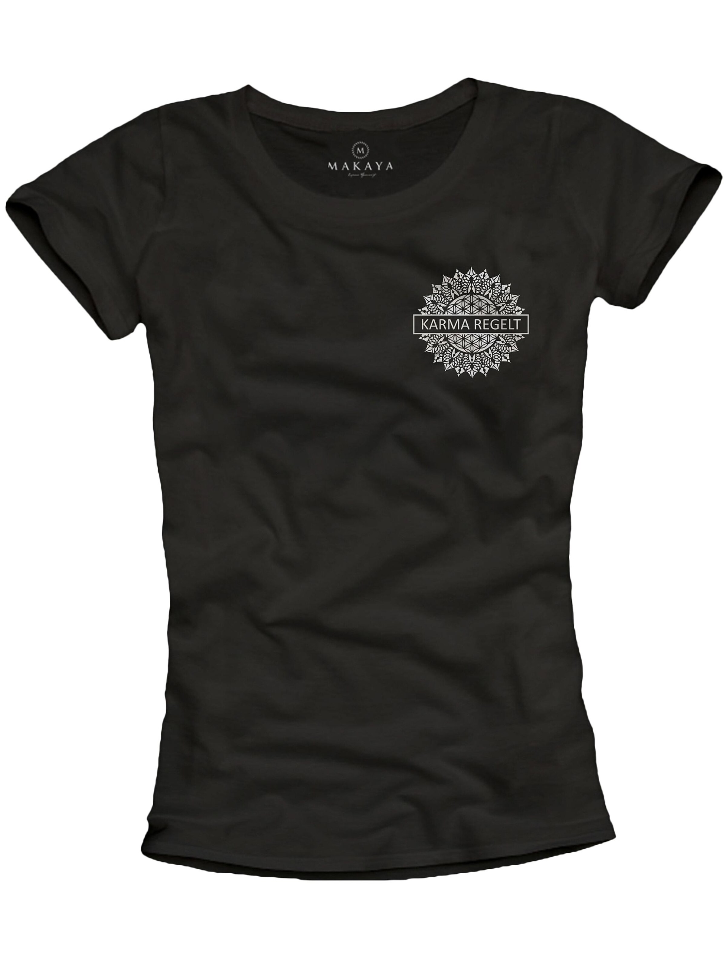 MAKAYA Shirt 'Karma Regelt'‌ in schwarz, Produktansicht