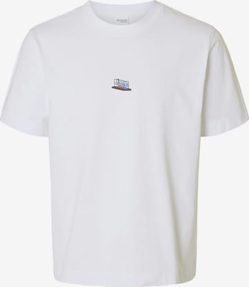 T-Shirt 'SLHPETE LICENSE' SELECTED en blanc : devant
