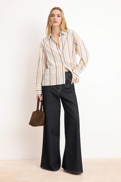 Camicia da donna in XS Trendyol di colore cioccolato / giallo / bianco, Visualizzazione prodotti