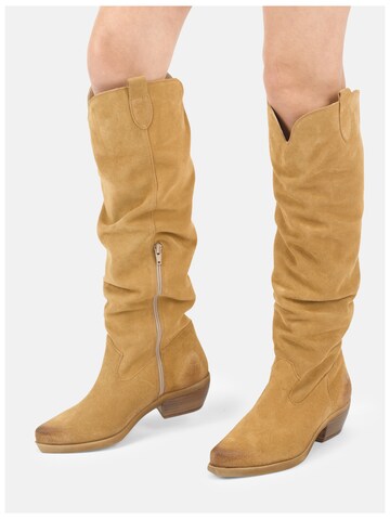 Felmini Wide Fit Cowboy Boots in Brown