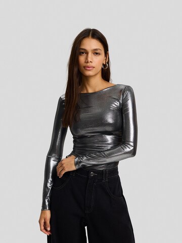Bershka Rövid body - ezüst: elől