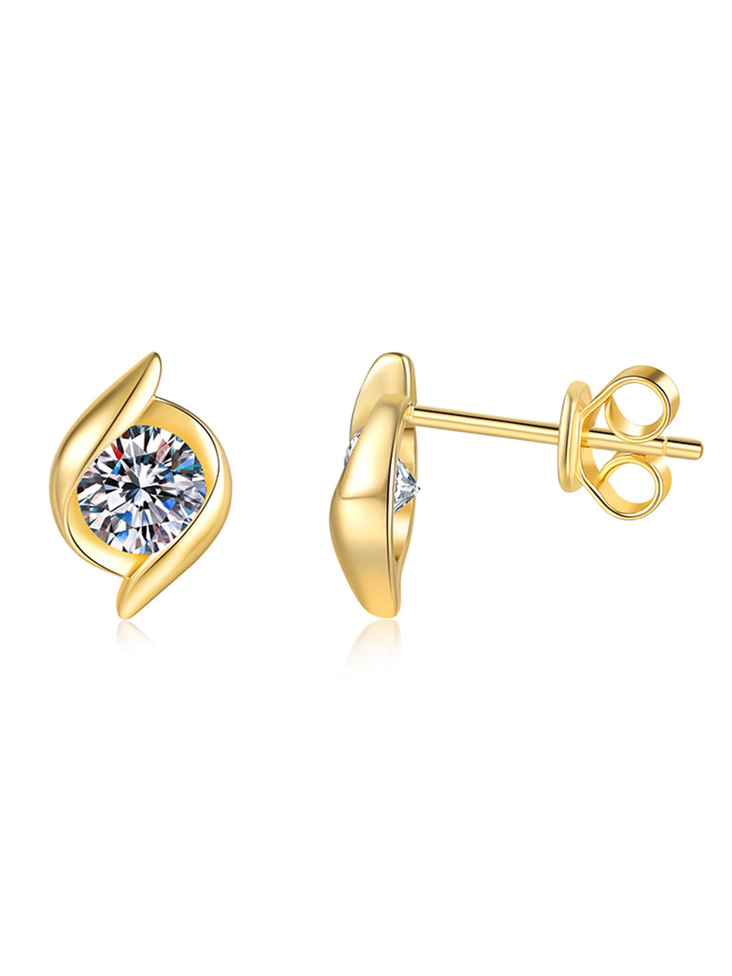 Staufergold Earrings 'Moissanit Ohrstecker „Twist“' in Gold: front