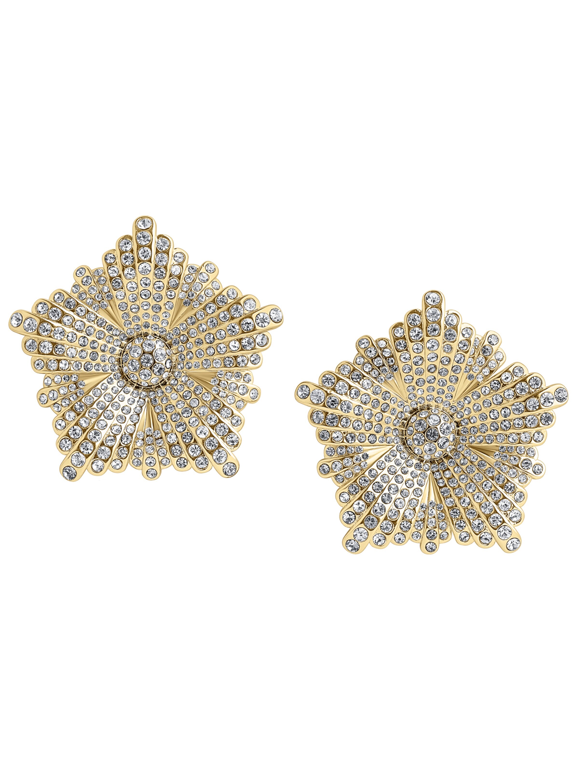 CLASSYANDFABULOUS Jewelry Earrings 'Peony Crystal' in Gold: front