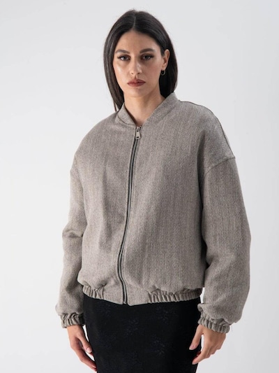 MND Übergangsjacke 'Down bomber jacket with ruffled hem'‌‌‌‌‌ in grau, Produktansicht