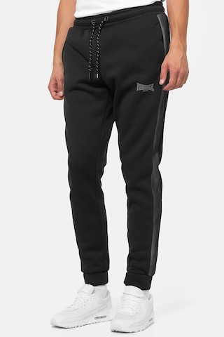 LONSDALE Tapered Sports trousers in Black: front