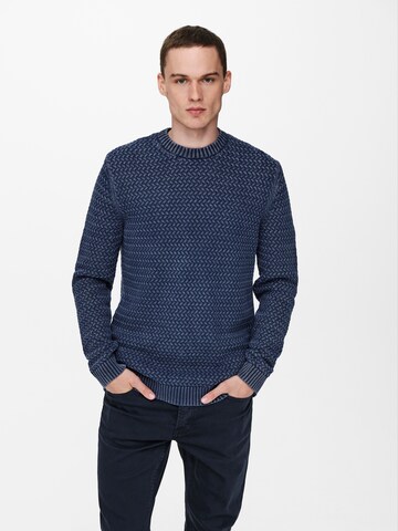 Only & Sons Sweater 'Wing' in Blue: front