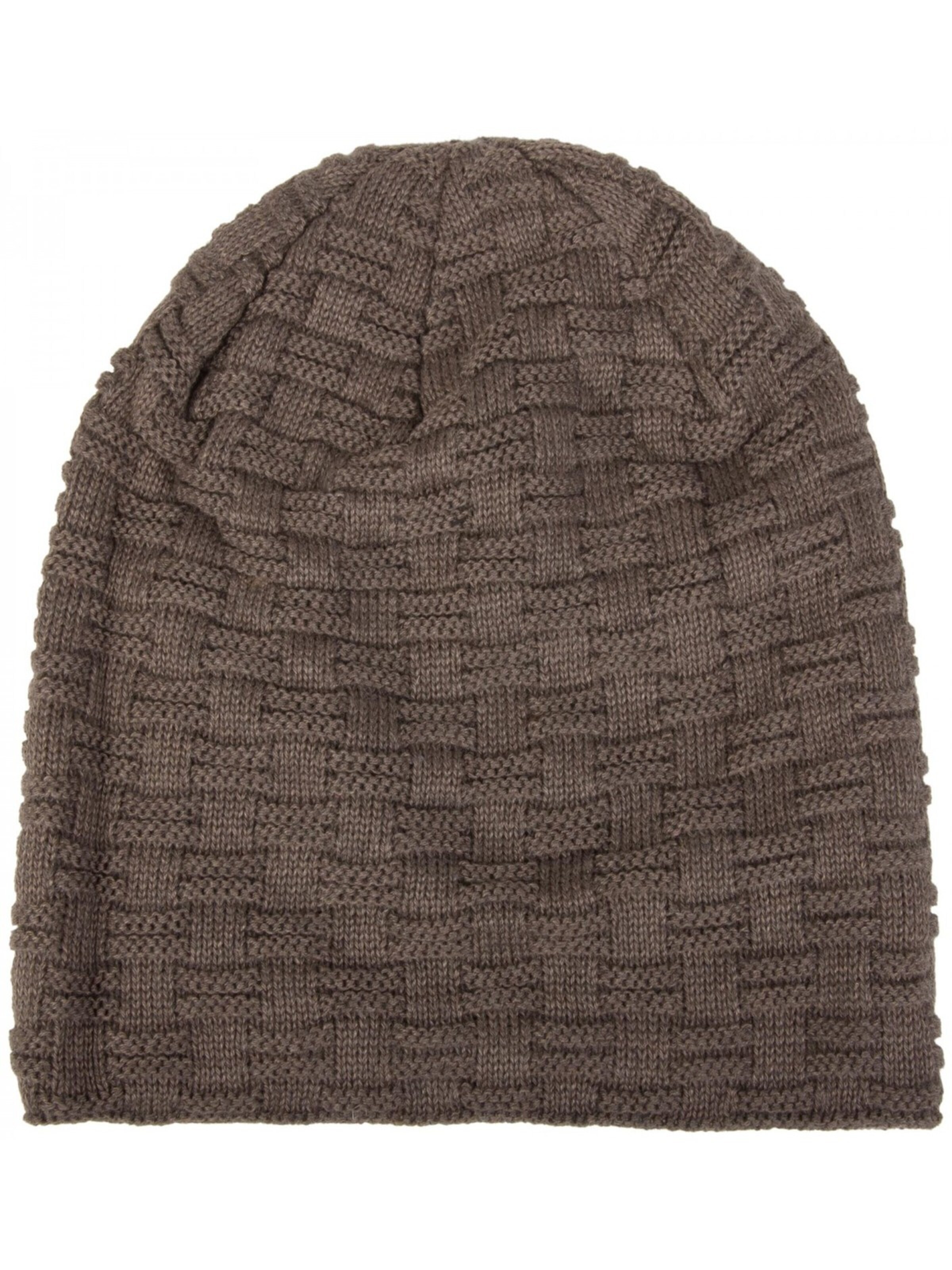 styleBREAKER Mütze 'Feinstrick Beanie mit Flecht Muster und Teddyfleece'‌ in Grau