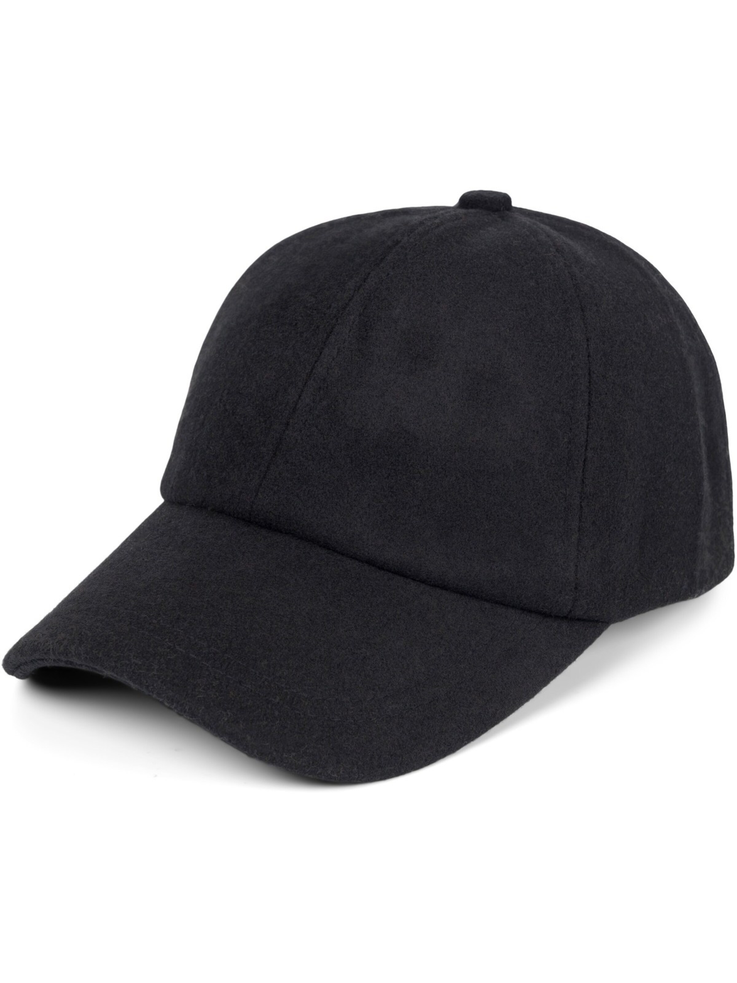 styleBREAKER Cap 'Baseball Cap mit Wolle'‌‌‌‌‌‌‌‌ in Schwarz: Vorderseite
