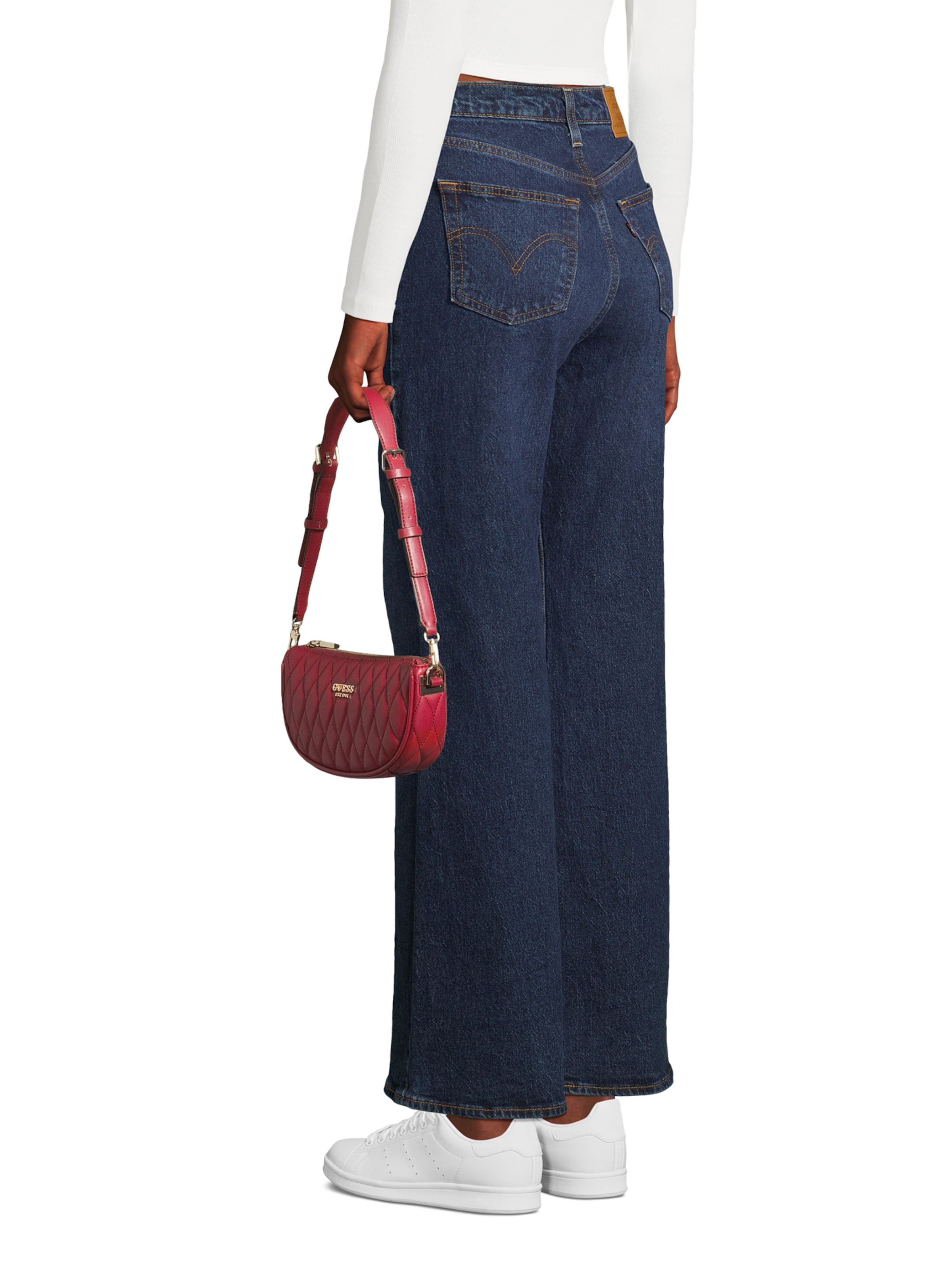 GUESS Τσάντα ώμου 'VALLA MINI TOP ZIP SHLDR BAG' σε κόκκινο: μπροστά