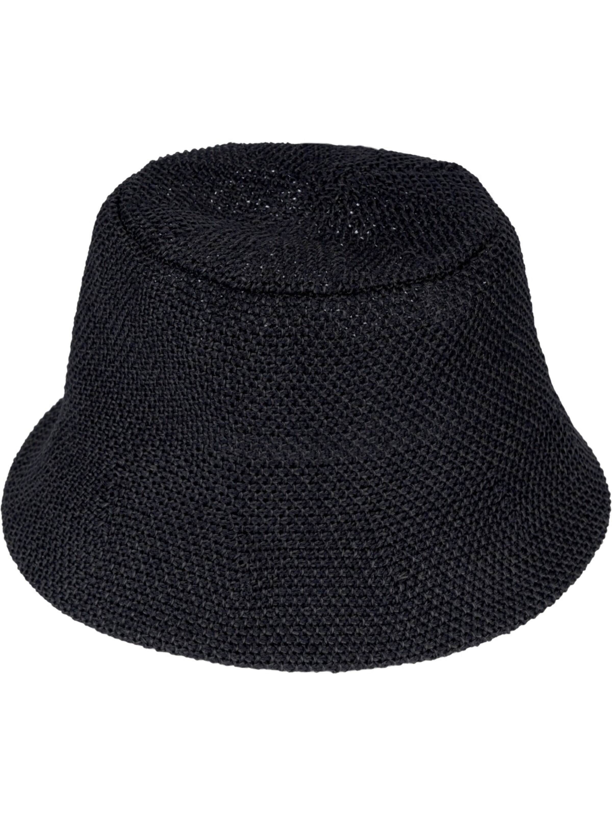 styleBREAKER Hut 'Fischerhut aus Papierstroh - Knautschhut'‌‌‌‌‌ in Schwarz: Vorderseite
