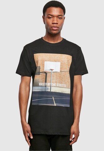 Mister Tee Regular Fit Paita 'Raised By The Streets' värissä musta: etupuoli