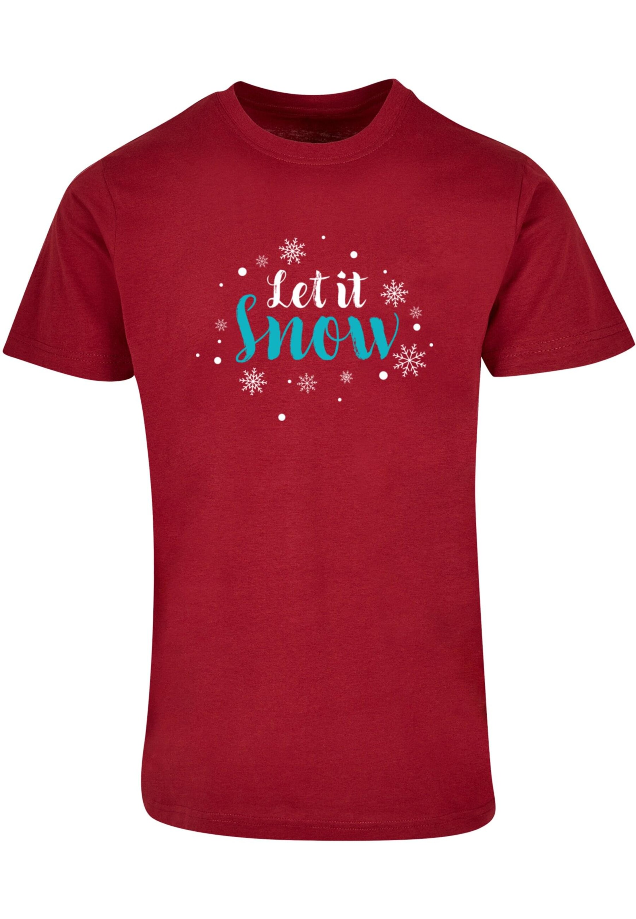 Merchcode T-Shirt 'Let it snow' in Rot: Vorderseite